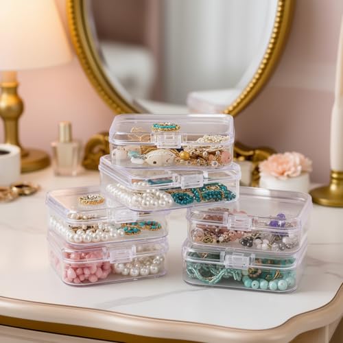 100 Pack Rectangular Mini Clear Plastic Storage Containers - size: 3.35 x 2.17 x 0.98 inch