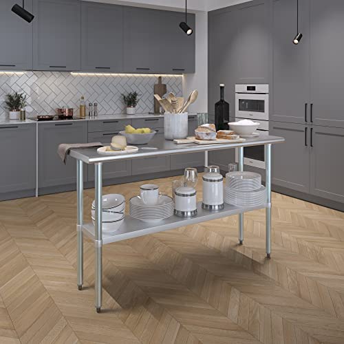 AmGood 18 in. x 60 in. Stainless Steel Work Table | Metal Kitchen Food Prep Table | NSF - size: 60 in. Long x 18 in. Deep without Wheels