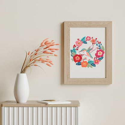 Louise Maelys Hummingbird Flower Embroidery Kit for Beginners Gift - color: Hummingbird flowers