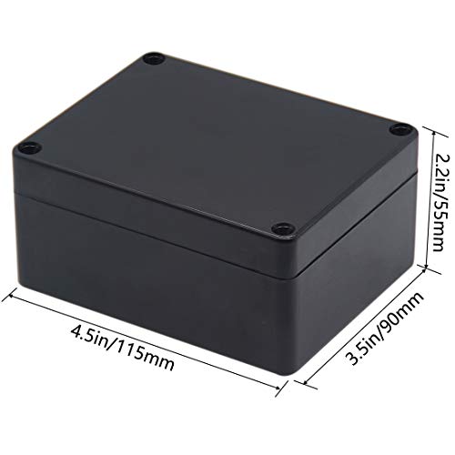 Junction Box, Zulkit Project Box IP65 Waterproof Outdoor Box ABS Plastic Electrical Boxes Electronic Enclosure Black 4.5 x 3.5 x 2.2 inch(115 x 90 x 55 mm)(Pack of 1) - size: 4.5" x 3.5" x 2.2"(Pack of 1)