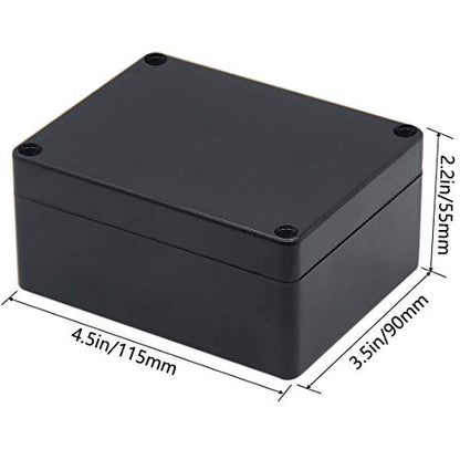 Junction Box, Zulkit Project Box IP65 Waterproof Outdoor Box ABS Plastic Electrical Boxes Electronic Enclosure Black 4.5 x 3.5 x 2.2 inch(115 x 90 x 55 mm)(Pack of 1) - size: 4.5" x 3.5" x 2.2"(Pack of 1)