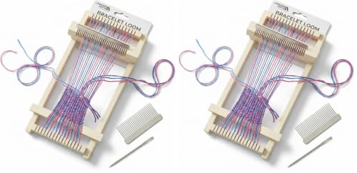 LEISURE ARTS Loom Bracelet Weaving, Bracelet Maker, Weaving Loom, Bead Loom, Bracelet Making Kit String, Weaving Kit, Beading Loom, Friendship Bracelet Making Kit, Weaving Loom for Adults (Pack of 2) - size: 9.89 x 5.01 x 0.45 inches (Pack of 2)
