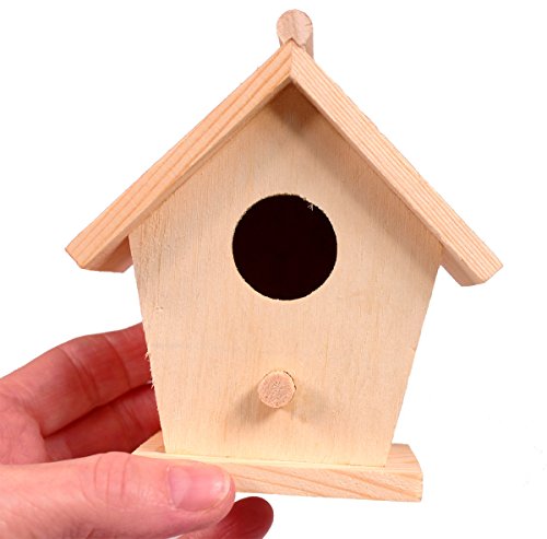 Creative Hobbies® Mini 4 Inch Tall Birdhouse - Set of 4 Styles, Small Unfinished Wood Ready to Paint or Decorate (Pack of 2) - size: 4 Inch Tall (Pack of 2)