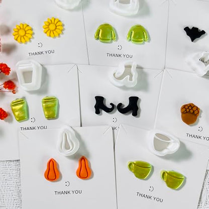 Xaekicr 12PCS Mini Halloween Clay Cutters for Polymer Clay Jewelry – Small Clay Earring Cutters, Fall Pumpkin Coffee Boot Shapes, Polymer Clay Tools & Molds Kit - color: 2F color