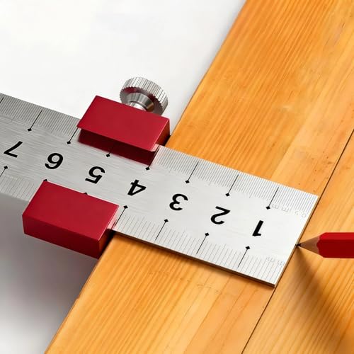 Aluminum Alloy Woodworking Ruler Stop, 11.8inch Steel Measuring Scriber - color: red