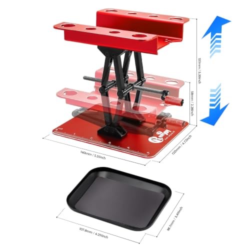 RC Stand Lift Lower Adjustable w/Screw Tray for 1/8 1/10 1/12 RC Car, Red - color: Red