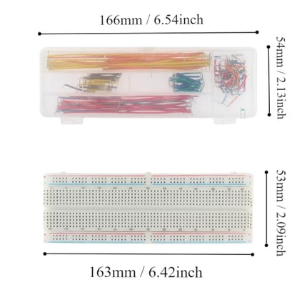 Solderless Breadboard 830 Tie Points - 65 Pcs Flexible Jumper Wires Kit - 140pcs Connecting Line Cables for Arduino Prototyping Circuit DIY Electronic Project - color: 830TieBreadboard-JpWire65pcs-LCable140pcs