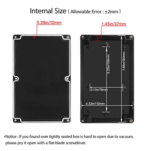LeMotech Project Box ABS Plastic Junction Box IP65 Waterproof Hobby Box Electrical Boxes Universal Enclosure for Electronic Black 7.8 x 4.7 x 2.2 inch(200x120x56mm)（Pack of 2 - color: Black (2 packs), size: 7.8" x 4.7" x 2.2"