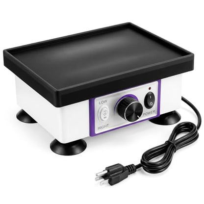 QWORK Lab Vibrator Oscillator Square Shaker 8"x6" - 120W Plaster Vibrator Plate Lab Equipment Machine for Efficient Model Mixing Making (110V)