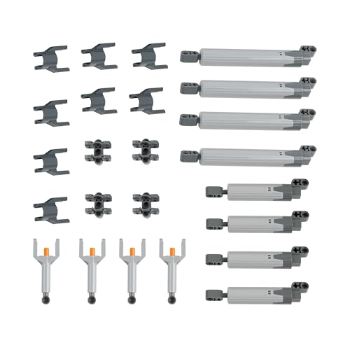 24-in-1 Pneumatic Technical Parts Linear Actuator & Hydraulic Pump Kit with Push Rods & Connectors for MOC Robot, Robot Car DIY Engineering Projects