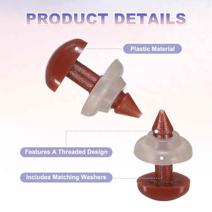 MECCANIXITY 50set 14mm Large Plastic Triangle Safety Noses Brown with Washer for Crochet Stuffed Animal Doll Craft Puppet Plush Toy Bear - color: Brown, size: 14mm