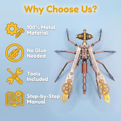 3D Metal Model Kits for Adult - Mechanical Mosquito-Building DIY Projects Insect Bug Hobby Kit Arts and Crafts Sets-Father's Day & Birthday Gift Ideas(Mechanical Mosquito Y) - style: Mechanical mosquito Y