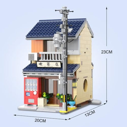 CaDA Japanese Style Tea House Building Block, Master C66010W Japan Street Shop Brick Set with Lights, 1200PCS Modular House Idea Gift for Boys Adults - color: C66010w