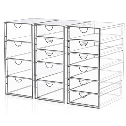 YFXCVSL 3-Pack Acrylic 15-Drawer Storage & Makeup Organizer for Desk - size: 15 Drawers
