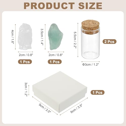 uxcell 2Pcs Crystal Gemstone Bottles, Natural Crystal Stone Bulk with Glass Display Jar Mini Stuff Collectible Adornments for Home Office Centerpiece Collection Gift, White/Light Green - color: White/Light Green
