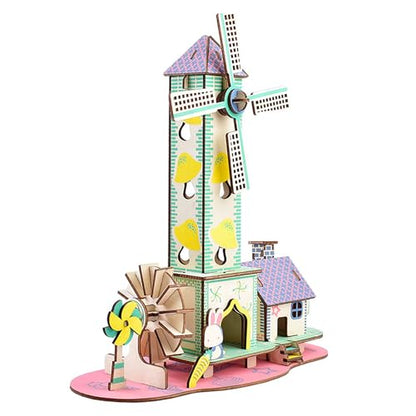 Log Cabin 3D Wooden House Puzzle,DIY Mini Building Model Kit，005 - color: 005