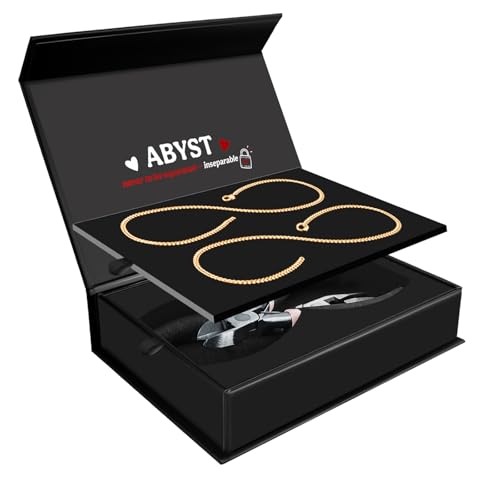 ABYST Permanent Bracelet Kit for Couples - DIY Sterling Forever Bracelets Making Set with Gold Plated Chains - Romantic Infinity Jewelry for Anniversary (Gold) - color: Gold