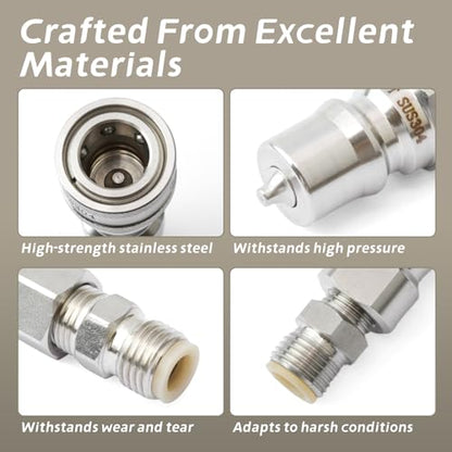 2Pcs M14-M16 Hydraulic Quick Coupling Adapter Compatible with AGT Mini Excavators Most Models and for Mini Excavator, Metric Hydraulic Fittings M14 Female to M16 Male Quick Connect