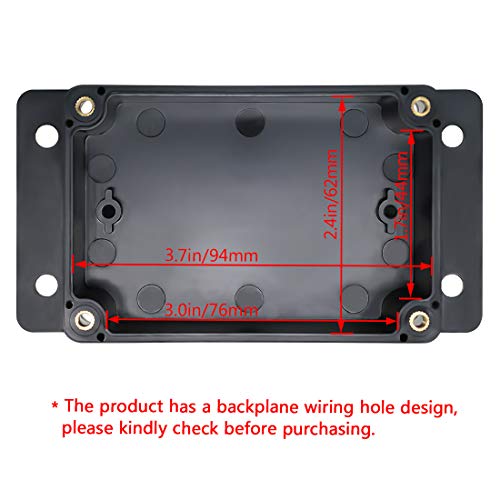 Junction Box Waterproof Dustproof IP65 ABS Plastic Universal Electric Project Enclosure Black with Fixed Ear 3.93"x2.68"x1.97"(100 x 68 x 50 mm) - size: 3.93"x2.68"x1.97"