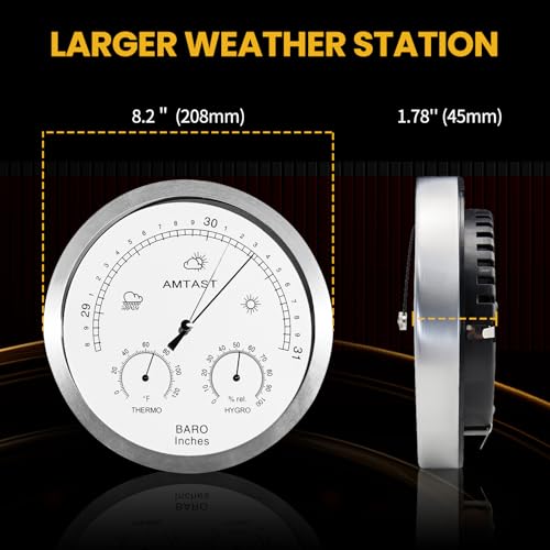 3-in-1 Imperial Weather Station 8.2'' Dial Mechanical Barometer - size: 8.2" Diameter
