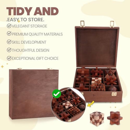 Mytothfy Wooden Brain Teaser Puzzles for Adults Teens, 3D Puzzle Game Toys - color: Style G