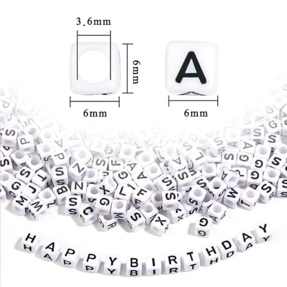 YMSDZHL Alphabet Beads A-Z 1200+Pcs Letter Beads, Acrylic 4x7mm Round Letter Bead Kits,Black Digit and Colorful Smile Bead for Bracelets Necklaces DIY Jewelry Making (Square White,1200+PCS) - color: Square White