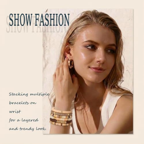 4000pcs Clay Beads - Light Brow, 6mm Heishi Bead Polymer Flat Round Disc Bulk Beads for Jewelry Making,DIY Friendship Bracelet and Necklace Craft - color: Light Brow