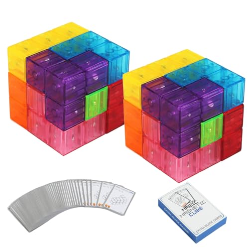 2-Pack Magnetic Cube Block Educational Puzzle Toy for Kids Stress Relief - color: Crystal-2 Pack