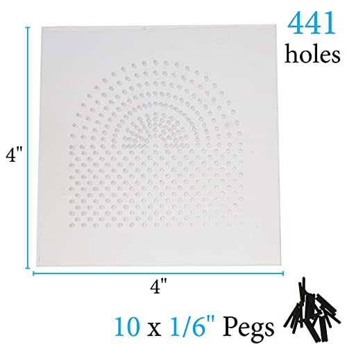 The Beadsmith Wig Jig Centaur Lite Wire Elements Acrylic Square Jig 4 x 4, 441 Holes, 10 Removable Metal Pegs Tool for Making Wire Components and Jewelry Designs - size: 4" x 4" Square Jig