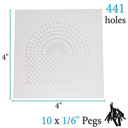 The Beadsmith Wig Jig Centaur Lite Wire Elements Acrylic Square Jig 4 x 4, 441 Holes, 10 Removable Metal Pegs Tool for Making Wire Components and Jewelry Designs - size: 4" x 4" Square Jig