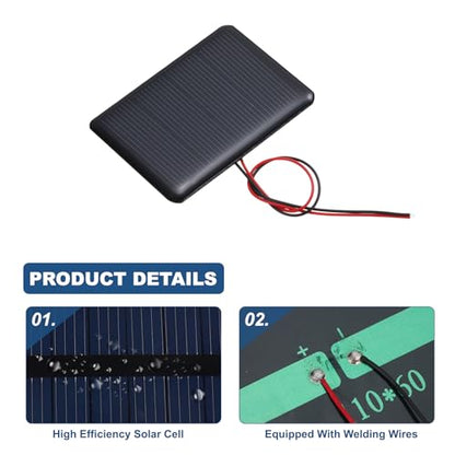 MECCANIXITY 5Pcs 2V 0.24W 120mA Mini Solar Panels with 2 Cable - style: 2V 0.24W 120mA