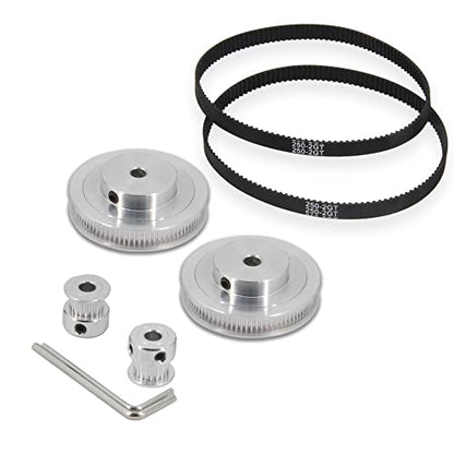 2PCS Set GT2 Synchronous Wheel 20&80 Teeth 6.35mm Bore Aluminum Timing Pulleys with 2PCS Length 250mm Width 6mm Belt (20-80T-6.35B-6) - style: 20-80T-6.35B-6