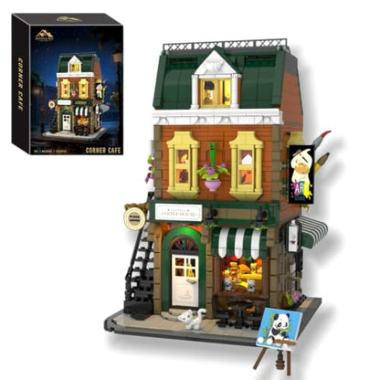 French Cafe Bakery Lighting Building Set Modular House for Adult 1513 PCS - size: French Corner Cafe