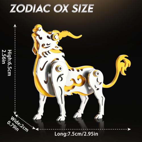 3D Metal Puzzle Mechanical Model Kit Zodiac Ox (Gold Silver - color: C06- Ox Gold