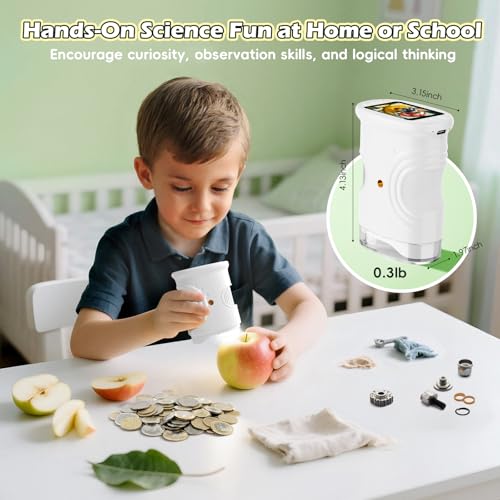 Alotwan Kids Microscope Handheld, Digital 1000X Zoom Pocket Microscope - color: White