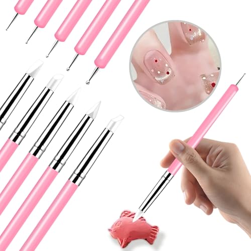 10 Pcs Silicone Clay Sculpting Tools Set, Double-Ended Dotting Tools & Silicone Brushes for Polymer Clay, Air Dry Clay, Pottery & DIY Crafting-Pink - color: 10Pcs-Pink