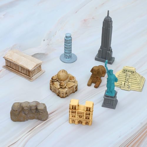 ONEST 12 Pieces Mini World Building Model Playsets Famous Architecture Figurines - style: B Set