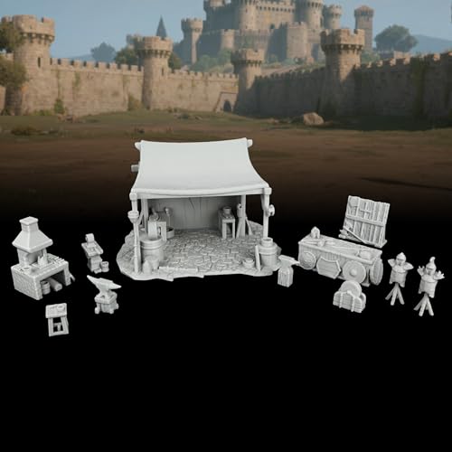 AUSPDICE 25mm Scale Unpainted TTRPG Workshop, Blacksmith Shop Terrain - color: Af1104 O Blacksmith Shop