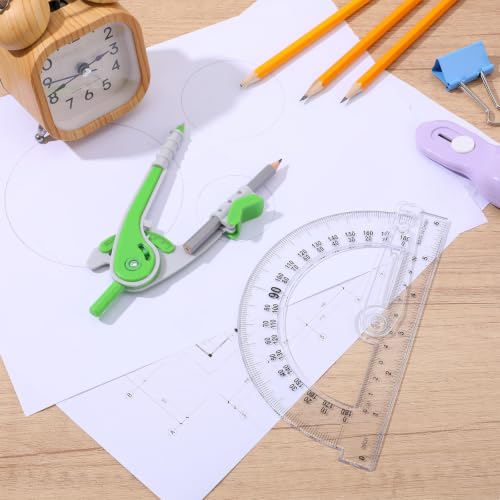 Zonon 2 Pcs Protractor and Compass Set, Swing Arm Protractor, Green Clear - color: Green and Clear