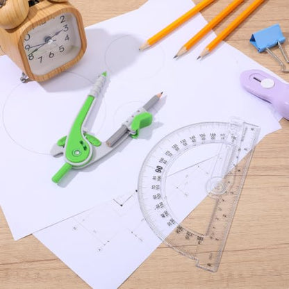 Zonon 2 Pcs Protractor and Compass Set, Swing Arm Protractor, Green Clear - color: Green and Clear