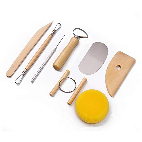 S & E TEACHER'S EDITION 8 Pcs Pottery & Clay Sculpting Tools, Double-Sided, Smooth Wooden Handles. (Pack of 2) - size: 8 PCS (Pack of 2)