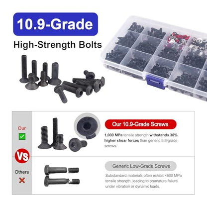 HobbyPark 500pcs Universal RC Screw Kit Screws Assortment Set, Hardware Fasteners for Traxxas Axial Redcat HPI Arrma Losi 1/8 1/10 1/12 1/16 Scale RC Cars Trucks Crawler