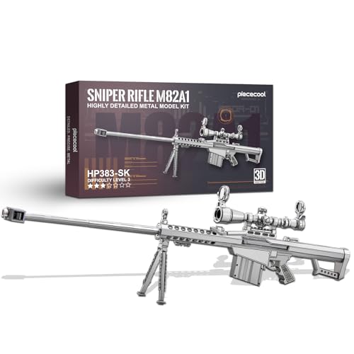 Piececool Gun Metal Model Kit, Sniper Rifle M82A1 Model Building Kits for Adults Brain Teaser Puzzles for Stress Relief DIY Assembling Crafts, Best Birthday Gifts - color: M82a1