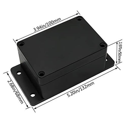 Junction Box Waterproof Dustproof IP65 ABS Plastic Universal Electric Project Enclosure Black with Fixed Ear 3.93"x2.68"x1.97"(100 x 68 x 50 mm) - size: 3.93"x2.68"x1.97"