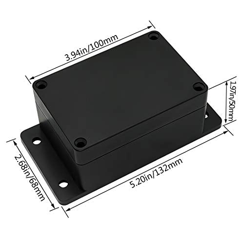 Junction Box Waterproof Dustproof IP65 ABS Plastic Universal Electric Project Enclosure Black with Fixed Ear 3.93"x2.68"x1.97"(100 x 68 x 50 mm) - size: 3.93"x2.68"x1.97"
