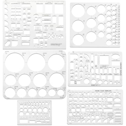 6pcs Circle Templates for Drafting Flexible Circle Stencils with Geometric Shapes 6 Sizes Plastic Measuring Rulers for Drawing Office, School, Architecture and Building Formwork