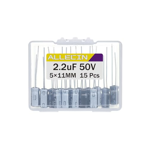 2.2uF 50V 5x11mm Electrolytic Capacitor 2.2 UF MFD 50 Volt 0.2x0.43in Aluminum Capacitors (Pack of 15) - style: 2.2uF 50V 5x11MM