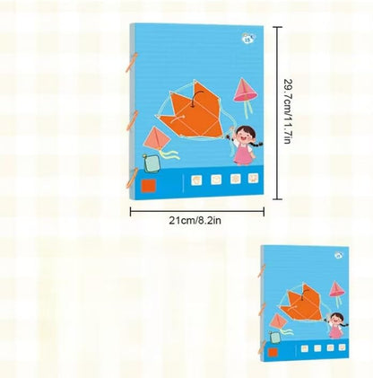 SHENSENCHAO Pulling string 3D geometry learning book with woven rope design toy teaching roll and surface area formula, DIY solid geometry model book, cultivating mathematical thinking (15 models)