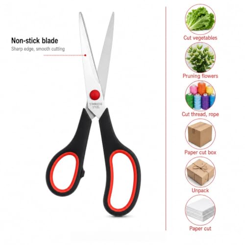 Office Scissors Set 4 Pack All Purpose Heavy Duty, Sharp Stainless Steel