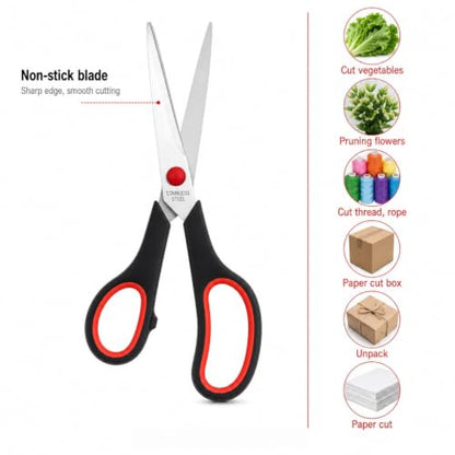Office Scissors Set 4 Pack All Purpose Heavy Duty, Sharp Stainless Steel